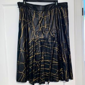 Black and gold faux leather skirt